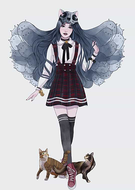 Cat Ghost School Girl