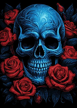 skull with roses