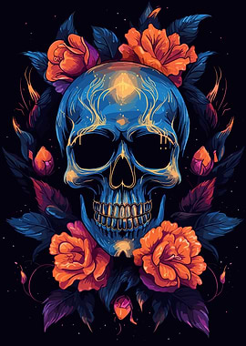 skull with roses