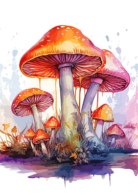 Watercolor Mushroom