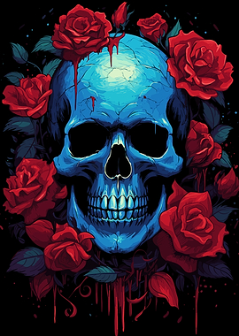 skull with roses