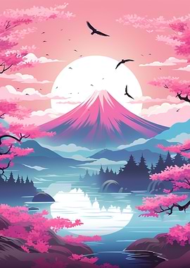 Pink Nature Blossom Sunset