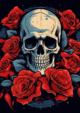 skull with roses