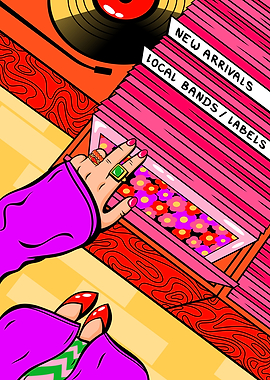 Colorful record store