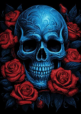 skull with roses