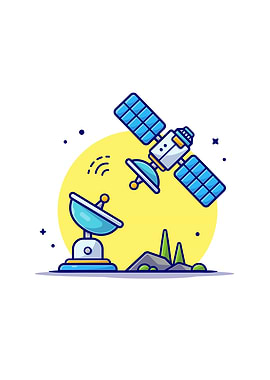 Flying Satellite Cartoon