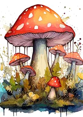 Watercolor Mushroom