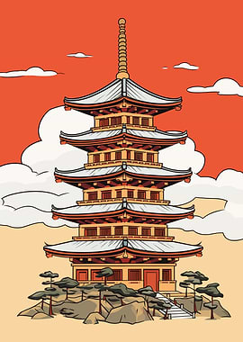 Japanese Pagoda Drawing