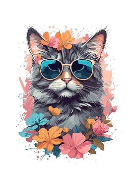 Animal Cat with Flower