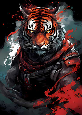Tiger Samurai Japan Ink