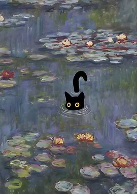 Monet Water Lilies Cat
