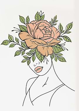 Line Art Girl Art Print