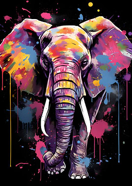 Elephant Colorful Splatter