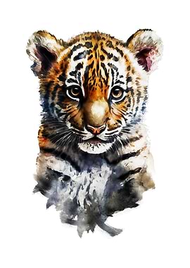 Cute Tiger Cub Watercolor