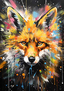 Golden Red Fox Splatter