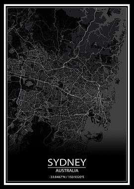 Sydney Black City Map
