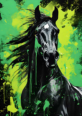 Black Horse Green Splatter