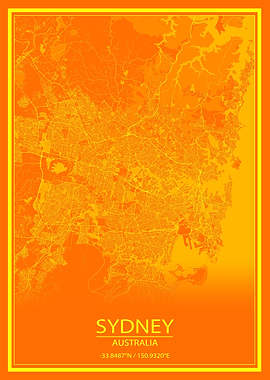 Sydney Orange Yellow Map
