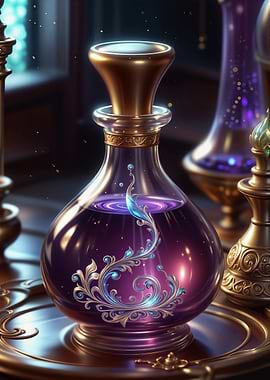 Purple elixir in bottle