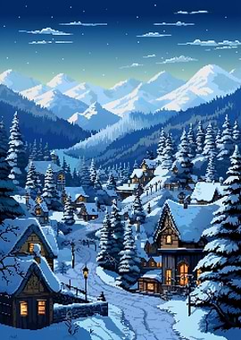 Nordic Winter Pixel Art