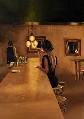 The bar girl drink beer