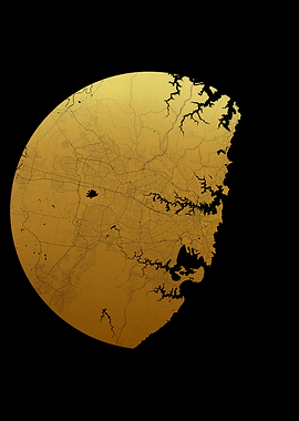 Sydney Black and Gold Map