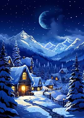 Nordic Winter Pixel Art