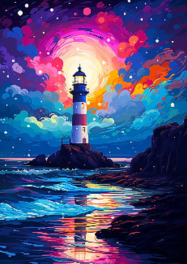 Lighthouse Winter Pixel