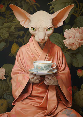 Sphynx cat with kimono