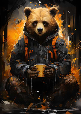 Young Brown Bear Painting