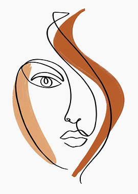 Face Woman Lines Decor