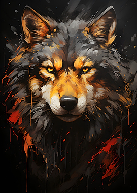 Grey Wolf Painting