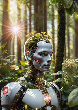 Cyborg in the forest