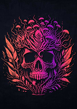 Mushrooms Weed Skull