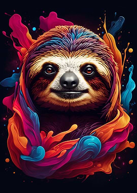Sloth Colorful Paint