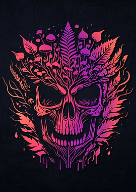 Mushrooms Weed Skull