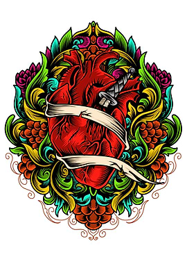 heart with vintage rose