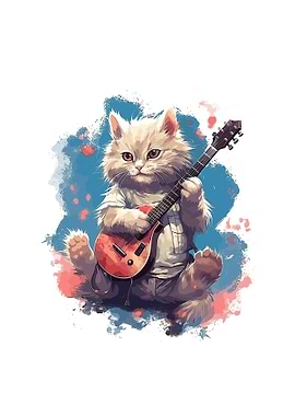 cat playing guitar cute