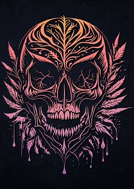 Mushrooms Weed Skull