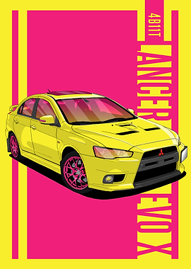 JDM Yellow Lancer Evo X