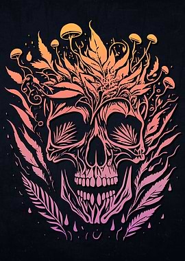 Mushrooms Weed Skull