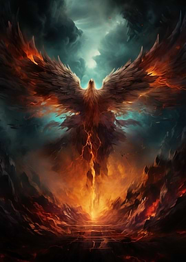 mythical Phoenix dark sky