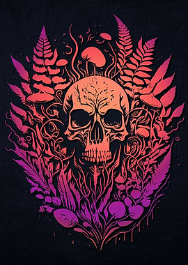 Mushrooms Weed Skull