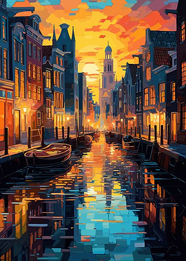 Cityscape at sunrise