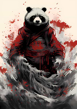 Panda Bear Samurai Japan