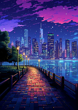 New York River Pixel Art