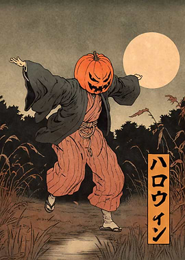 Japanese Pumpkin Woodblock