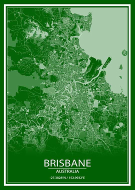 Brisbane Green White Map