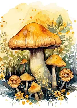 Watercolor Mushroom