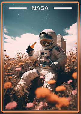 Astronaut drinks beer